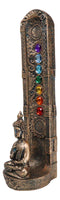 Zen Meditating Buddha Monk With 7 Chakra Zones Gem Colors Incense Holder Statue