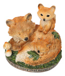 Bedtime Story Fox Snuggle Figurine Fox Family with Kits Woodland Sculpture