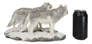 Winter Woodlands Moon Twilight Romance Arctic Snow Wolf Couple Figurine 11.5"L