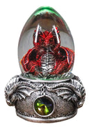 Hear No Evil Red Wyrmling Dragon In Colorful LED Acrylic Glass Egg Figurine