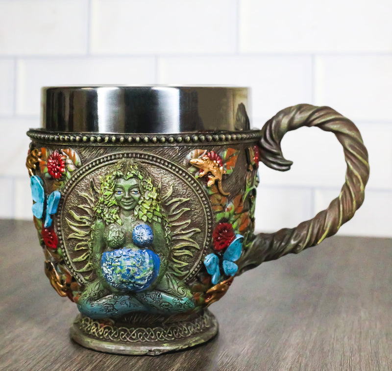 Wicca Green Mother Earth Goddess Millennial Gaia With Flora And Fauna Teacup Mug