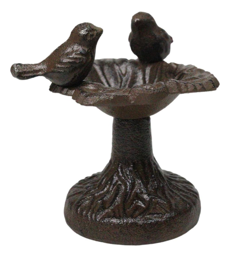 Cast Iron Rustic Whimsical Two Birds On Tree Bird Feeder Bath Small Sculpture