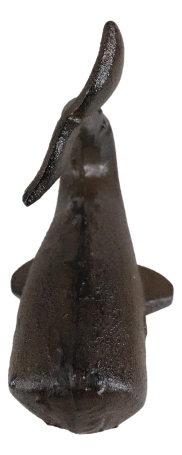 Set Of 2 Rustic Cast Iron Sperm Whale Cachalot Decorative Paperweight Figurines