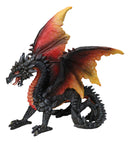 Gothic Guardian Black Spiked Fire Dragon Figurine With Ember Flame Wings