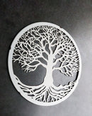 White 23"D Oversized Celtic Tree of Life Medallion Metal Wall Circle Plaque
