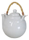 Sleek White 35oz Bone China Ceramic Tea Pot Teapot With Bamboo Handle Collection