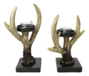 Cozy Pines Antler Tealight Candle Holders Set of 2 Rustic Deer Antler Stands
