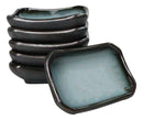 Set Of 6 Seikai Blue Sky & Black Rectangle Porcelain Condiment Sauce Dishes 2oz