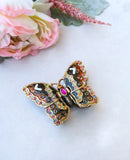 Brown Monarch Butterfly Pewter Austrian Crystals Bejewelled Trinket Jewelry Box