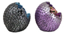 Set of 2 Galaxy Space Baby Dragons In LED Light Faux Geode Quartz Eggs Figurines