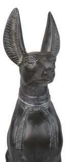 Ancient Egyptian Sitting Anubis in Jackal Dog Statue With Hieroglyphs Base 14"H