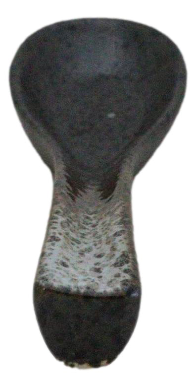 Pack of 6 Charcoal Grey Tone Hakumu Ceramic Asian Soup Spoons With Hook 5.75"L