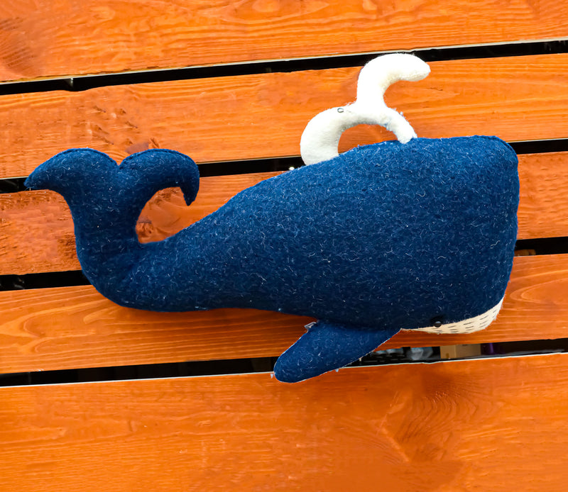 Fiona Walker England Handmade Organic Nautical Blue Whale Wall Decor Large 25"W