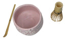 Pink Sakura Blossoms Ceramic Japanese Matcha Green Tea Bowl Whisk & Scoop Set