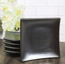 Pack Of 5 Black Tetsu Kesho Collection Square Appetizer Dessert Salad Plates