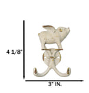 Pack Of 2 Rustic Cast Iron Antiqued White Flying Angel Pig 2-Pegs Wall Hooks