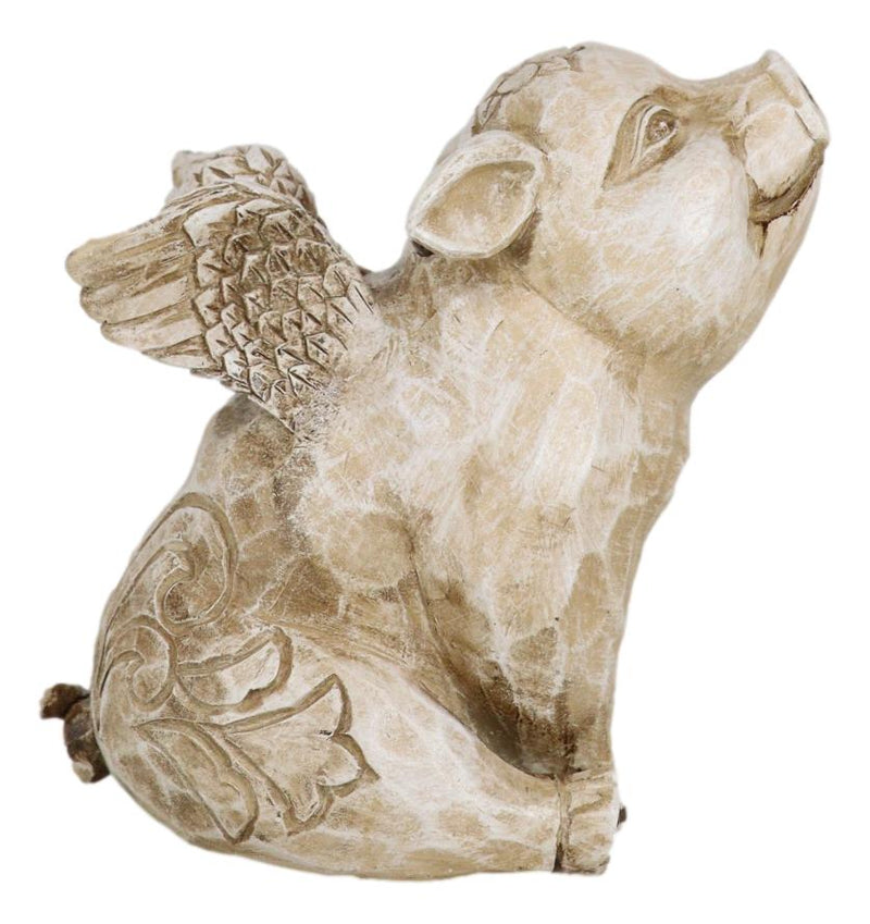 Rustic Country Farmhouse Hog Heavens Flying Baby Angel Pig Coin Money Bank