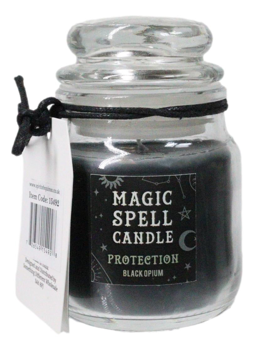Set of 3 Wicca Halloween Ritual Black Opium Protection Spell Candle in Glass Jar