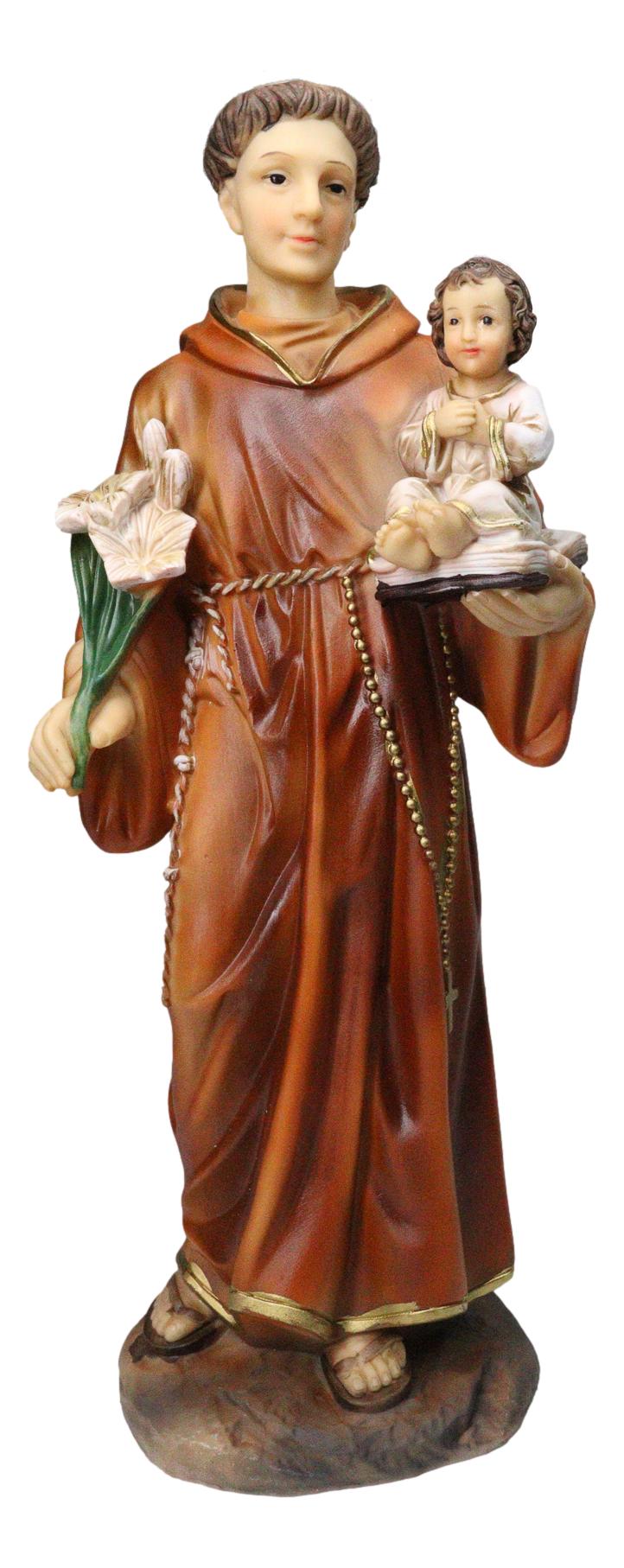 Catholic Church Saint Anthony of Padua Carrying Baby Jesus And Bible Statue 12"H - Ebros Gift