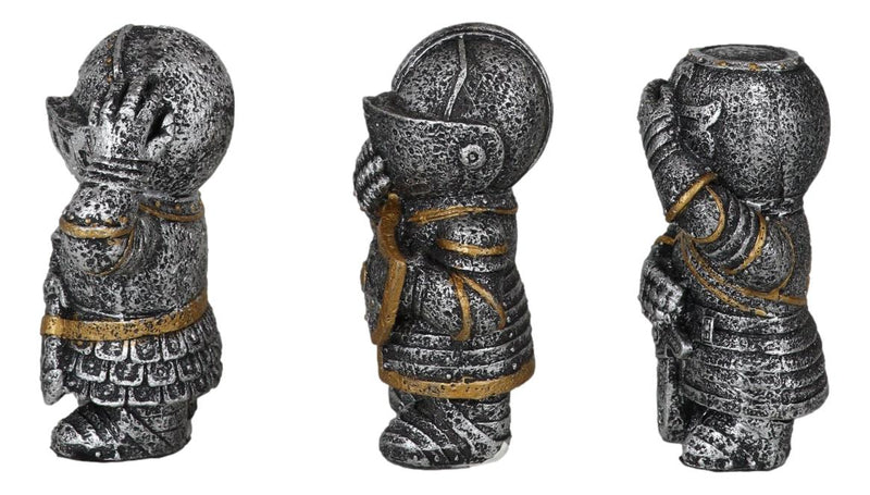 Three Wise Medieval Crusader Knights See Hear Speak No Evil Suit Of Armor Set