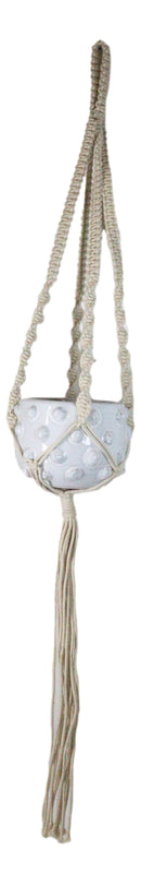 Hand Woven Cotton Rope Boho Chic Macrame Wall Hanger With Ceramic Planter Pot