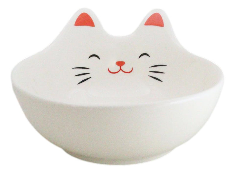 Pack Of 4 Maneki Neko Lucky Cat Small 4.75" D Appetizer Coupe Plate Dish Bowls