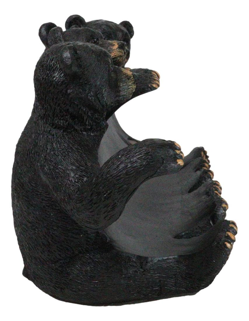 Rustic Western Forest Animal Whimsical 3 Black Bears Wine Bottle Holder Decor