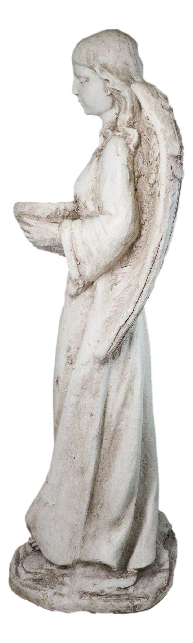 Large Standing Angel of Providence With Basket Bird Bath Feeder Statue 37"H