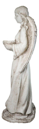 Large Standing Angel of Providence With Basket Bird Bath Feeder Statue 37"H