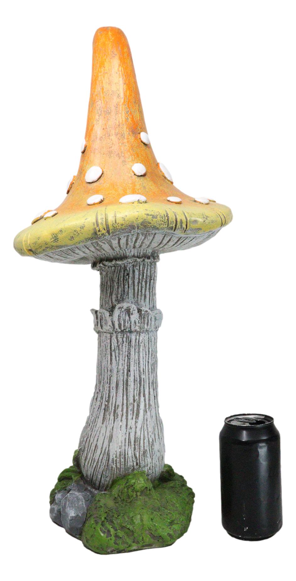 Large Fairy Garden Orange Meringue Crooked Toadstool Mushroom Figurine 23"H - Ebros Gift