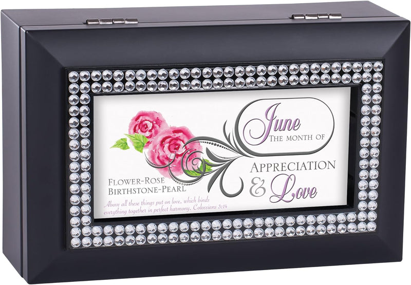 June Month Pearl Birthstone Appreciation And Love Black Musical Trinket Box