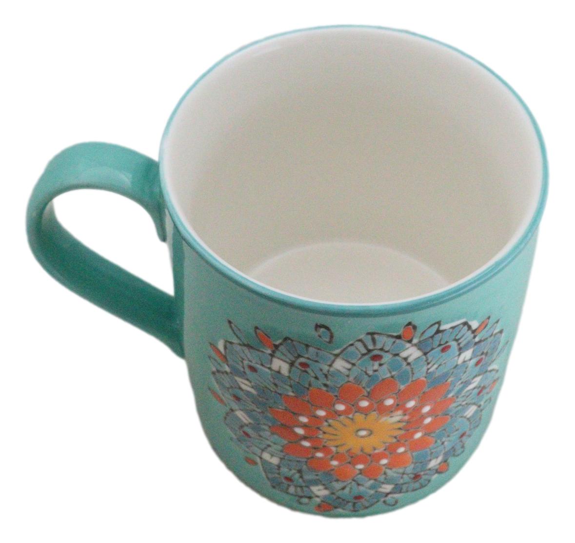 Green Anahata Heart Chakra Zen Flower Of Life Mandala Circle Ceramic Mug Cup