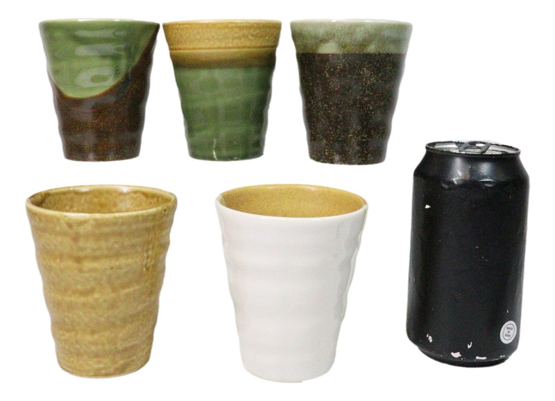 Abstract Art Tenmoku Glazed Ceramic 10oz Coffee Tea Cup Set of 5 Made In Japan