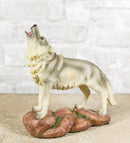 Forest Woodlands Mystical Alpha Gray Wolf Howling to The Moon Figurine 6" L