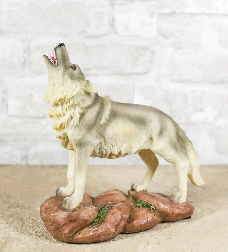 Forest Woodlands Mystical Alpha Gray Wolf Howling to The Moon Figurine 6" L