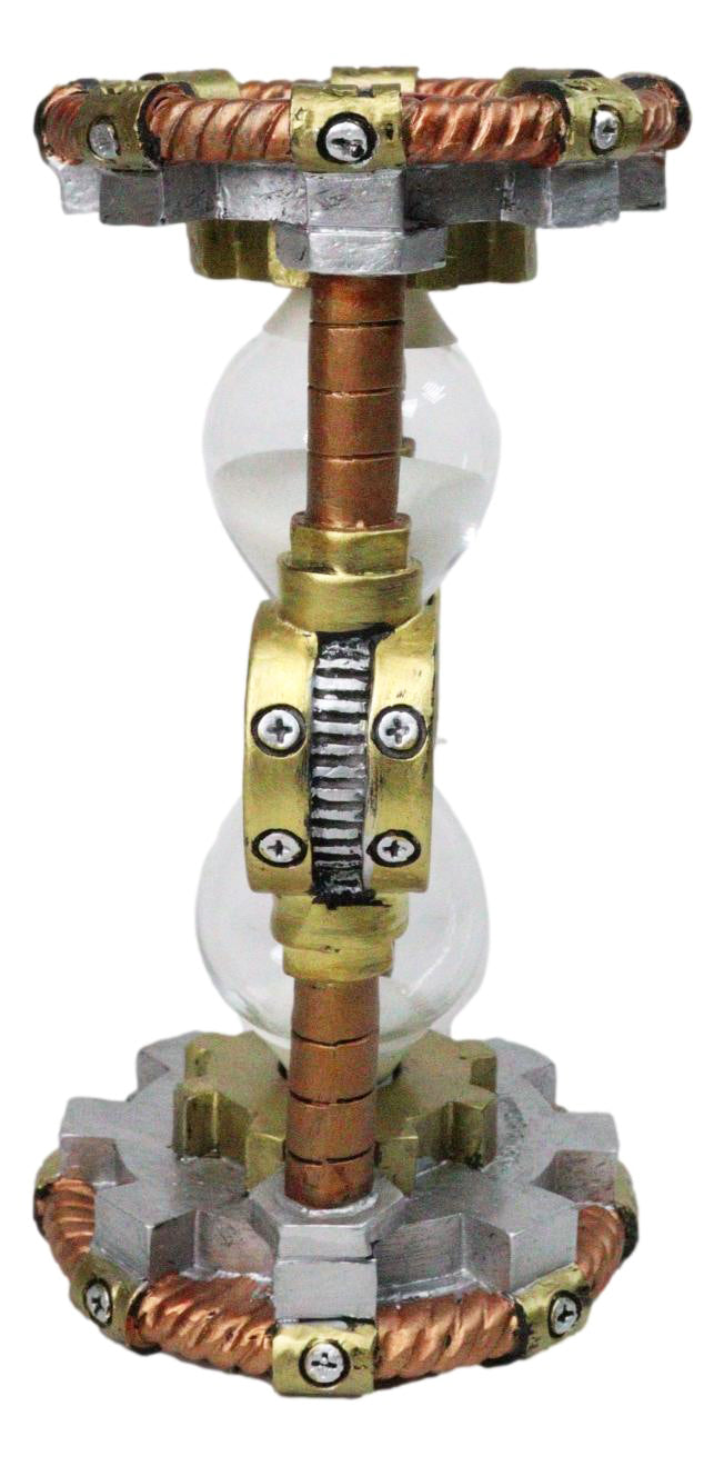 Ebros Gift Steampunk Sand Timer with Clockwork Gear & Pipe Design Figurine