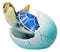 Blue Nautical Marine Sea Turtle Hatchling Emerging Out of Egg Mini Figurine