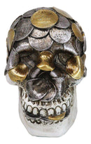Metallurgy Currency Silver and Gold Coins Skull Face Money Coin Bank Figurine