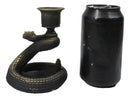 Dark Magic Coiled Serpent Rattle Snake Candlestick Taper Candleholder Figurine