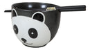 Whimsical Ceramic Black Giant Panda Bear Ramen Noodle Bowl With Chopsticks Set