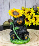 Backwoods Buddies Black Bear with Sunflower Figurine Rustic Woodland Accent