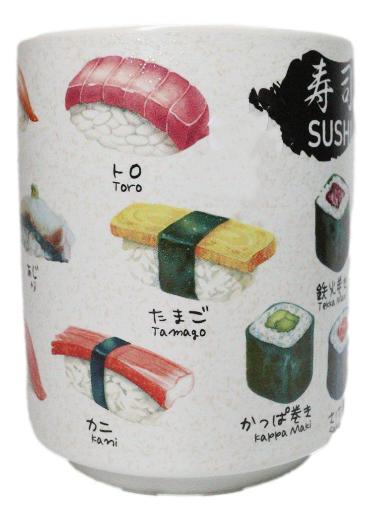 Japanese Icons Colorful Sushi Sashimi Rolls Textured Ergonomic Mug Cup 11oz