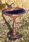 Rustic Cast Iron Hummingbird Hovering Over Nest Garden Bird Feeder Bath 12"H