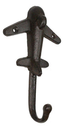 Pack of 2 Cast Iron Aeronautical Pilot Airplane Plane Air Craft Wall Hooks 6"H - Ebros Gift