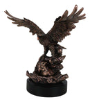 Majestic Bald Eagle Mother Spreading Her Wings Over Her Chick Bronzed Figurine