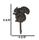 Pack Of 2 Cast Iron Rustic Whimsical Tree Squirrel Chipmunk with Acorn Wall Hook