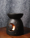 Ceramic Wicca Crescent Moon And Stars Essential Oil Burner Votive Candle Warmer