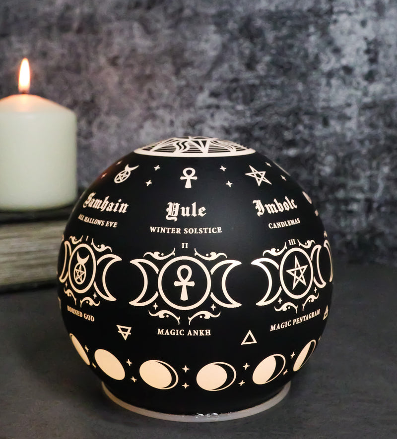 Pagan Calendar Wheel Of The Year Triple Moon Sacred Symbols LED Globe Light