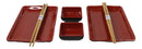 Red Black Melamine Wavy Sushi Plates Sauce Dishes And Chopsticks Set Serves 2