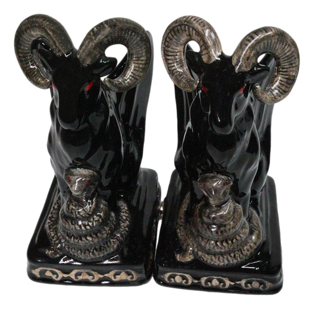 Ceramic Sabbatic Goat Baphomet With Cobra Ceramic Salt And Pepper Shakers Set
